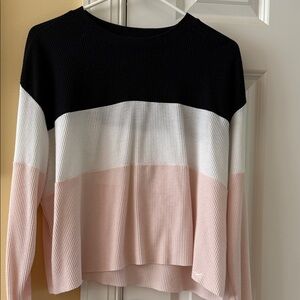 Hollister Black, White, and Pink Colorblock Sweater